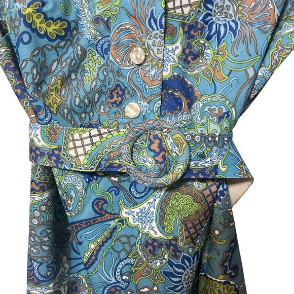 VINTAGE 70S PAISLEY DRESS DAGGER COLLAR BELT BUTTON UP PSYCHECHEDLIC LONG SLEEVE - Picture 14 of 15